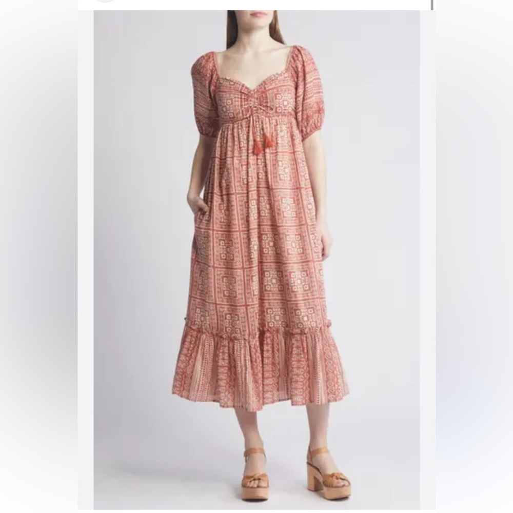 NWT Cleobella Joely Organic Cotton Midi Tile Dress Size M